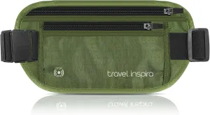 travel inspira Travel Money Belt with Slim Anti-Theft RFID Blocking Passport Holder for Travel Concealed under Clothes for Ultimate Protection of Credit Cards, Cash, Passport & Documents, Green