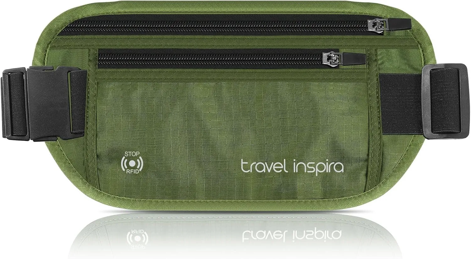 travel inspira Travel Money Belt with Slim Anti-Theft RFID Blocking Passport Holder for Travel Concealed under Clothes for Ultimate Protection of Credit Cards, Cash, Passport & Documents, Green