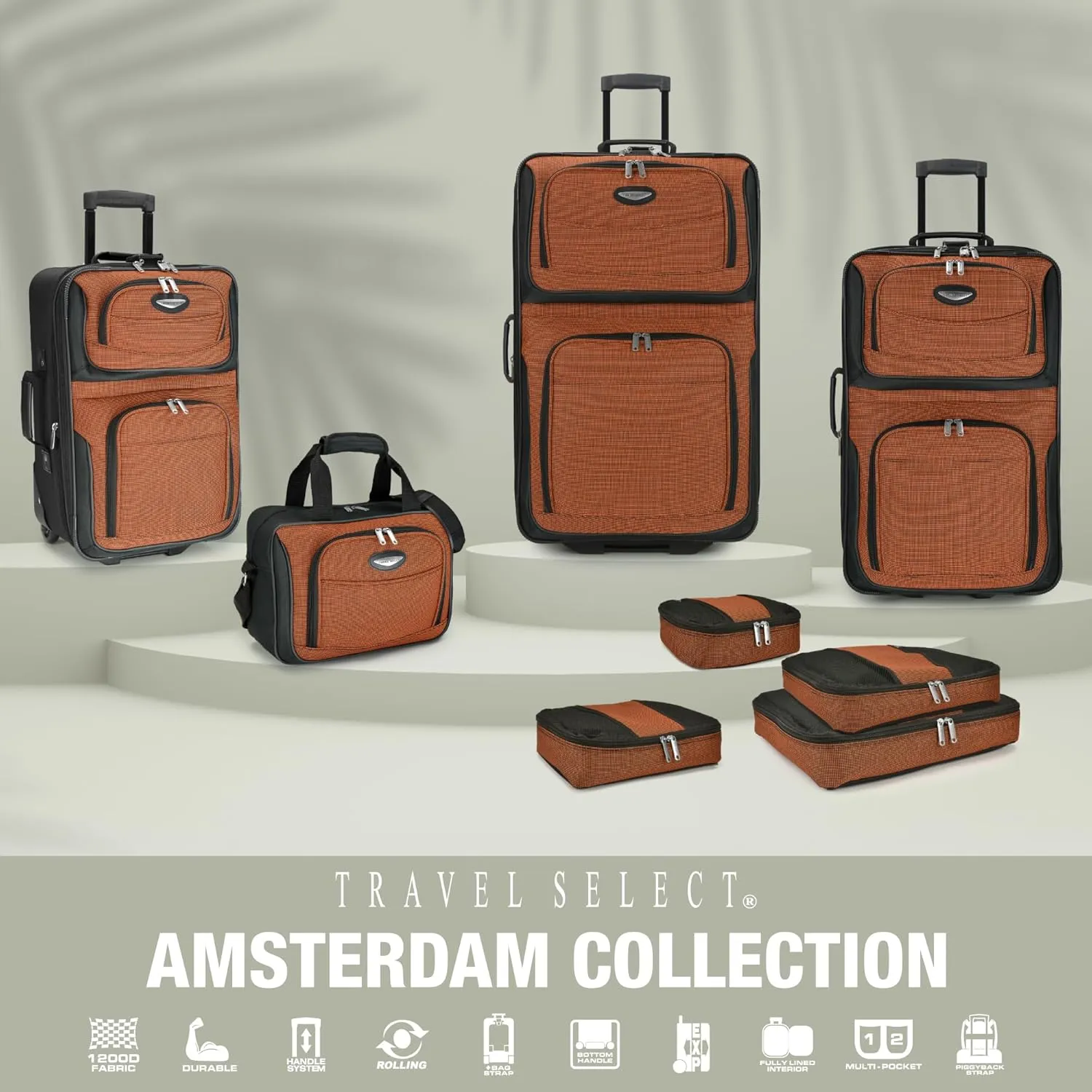 Travel Select Amsterdam Expandable Rolling Upright Luggage, Burgundy, 8-Piece Set