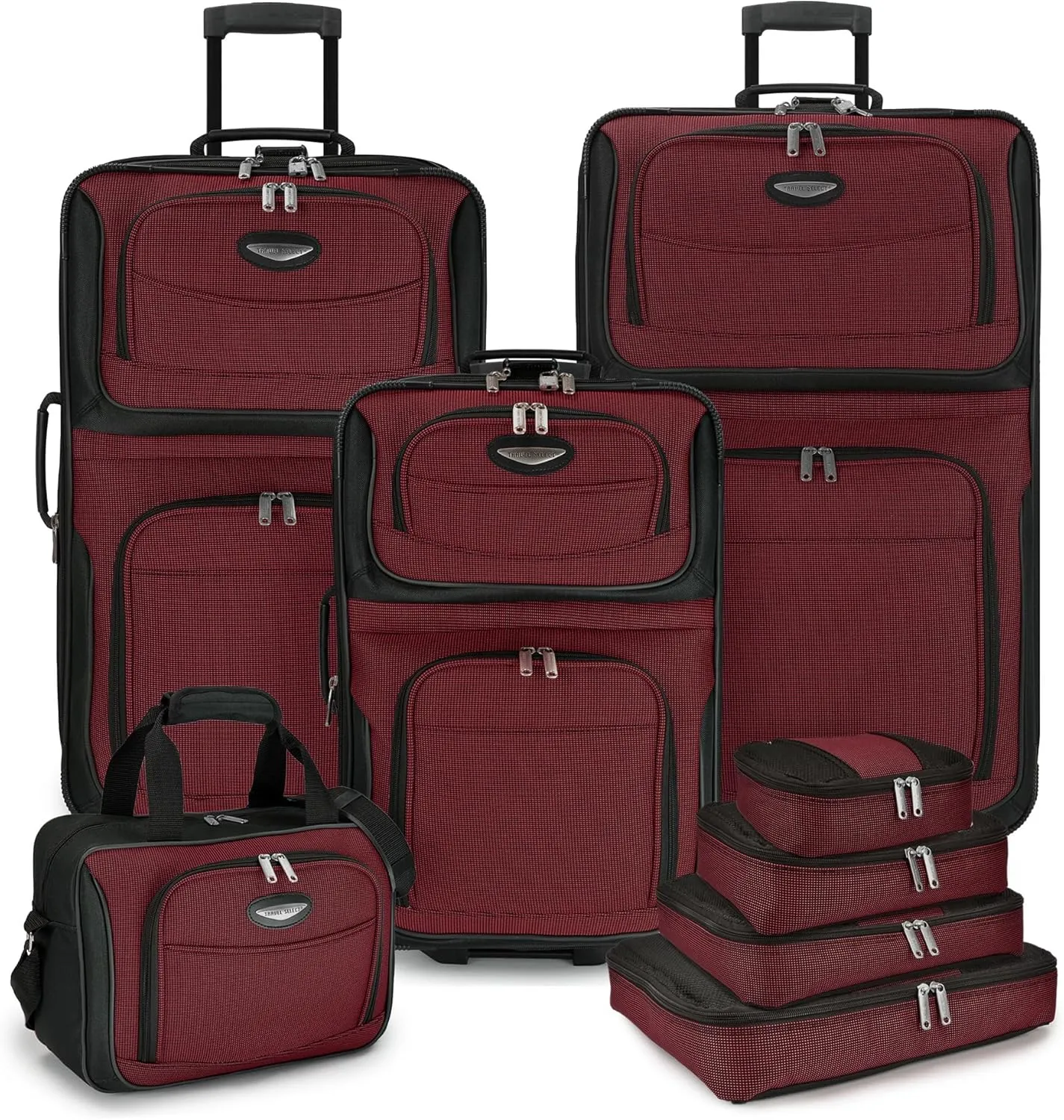 Travel Select Amsterdam Expandable Rolling Upright Luggage, Burgundy, 8-Piece Set