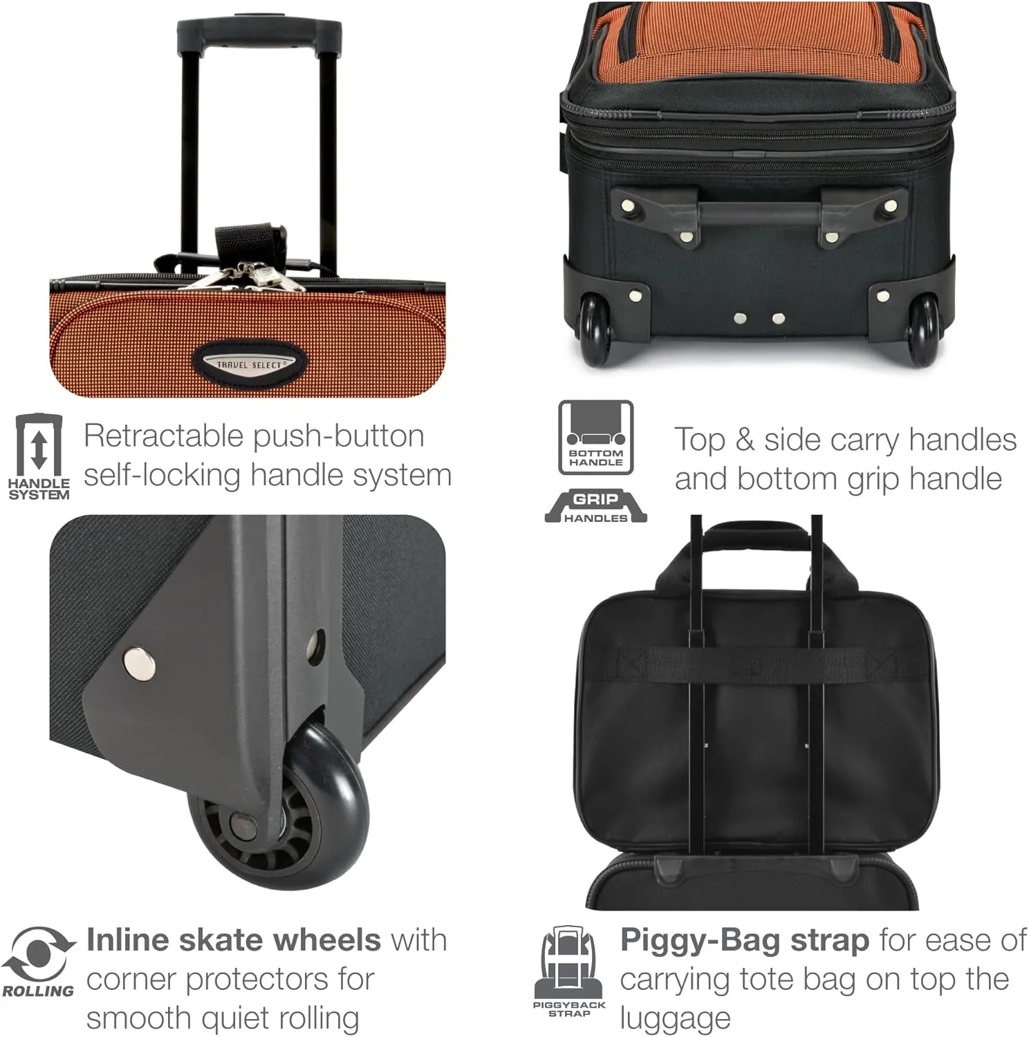 Travel Select Amsterdam Expandable Rolling Upright Luggage, Burgundy, 8-Piece Set