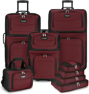 Travel Select Amsterdam Expandable Rolling Upright Luggage, Burgundy, 8-Piece Set