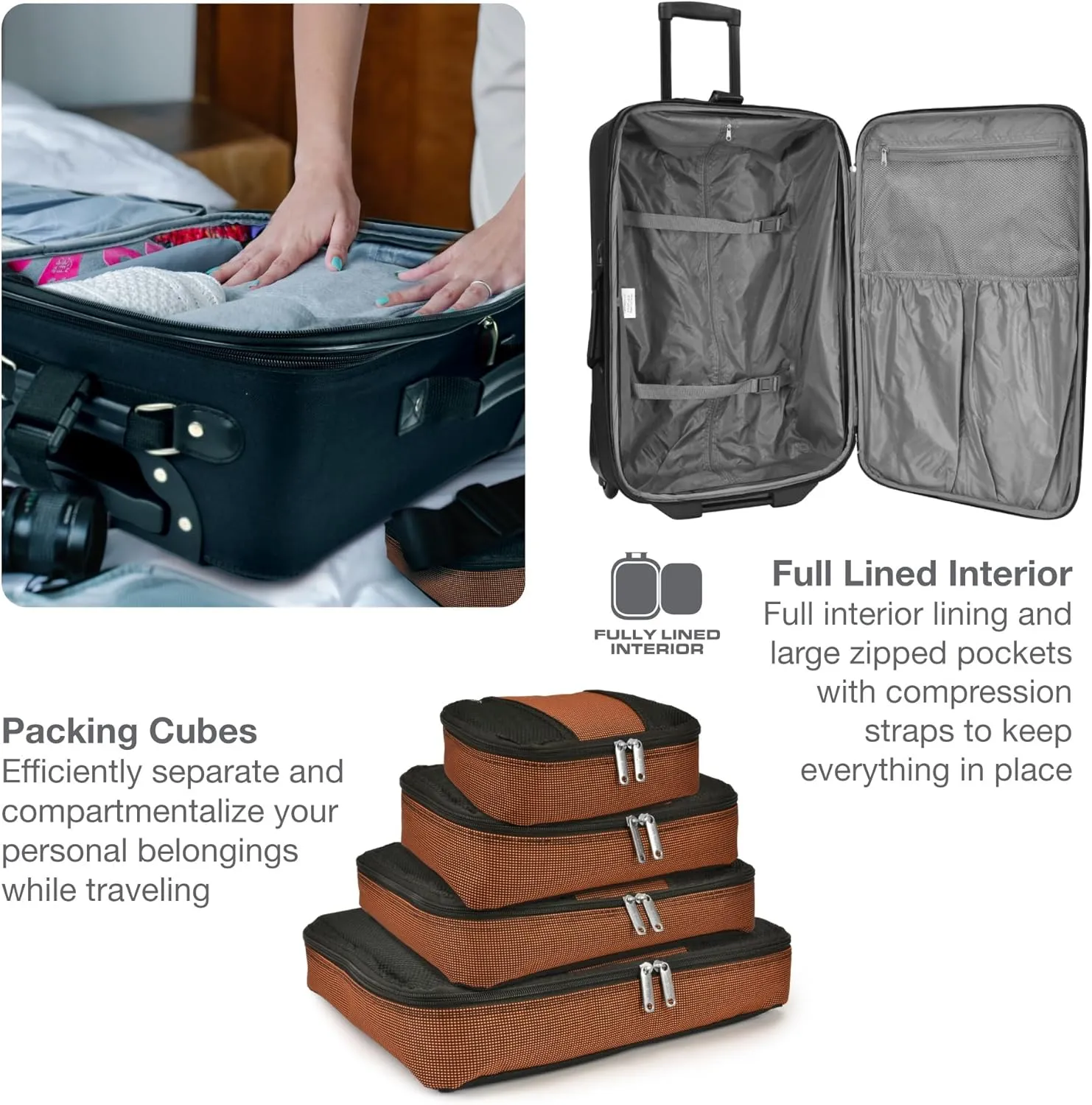 Travel Select Amsterdam Expandable Rolling Upright Luggage, Burgundy, 8-Piece Set