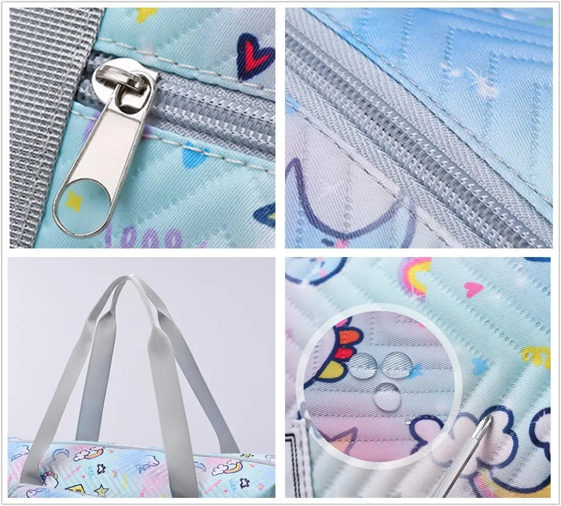 Travel Tote Bags with Trolley Sleeve Expandable Extra Waterproof Rainbow Oxford Duffel Bag with Wheels