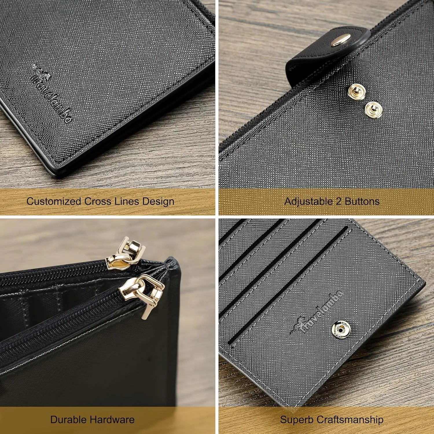 Travelambo RFID Wallet Women Large Size Bifold Multi Card Wallet Case with Zipper Pocke Credit Card Holder for Women