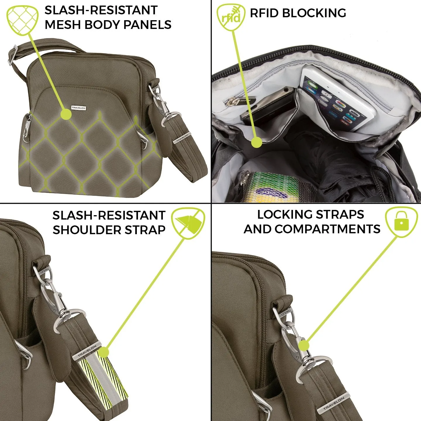 Travelon Anti-theft Classic Travel Bag, Nutmeg