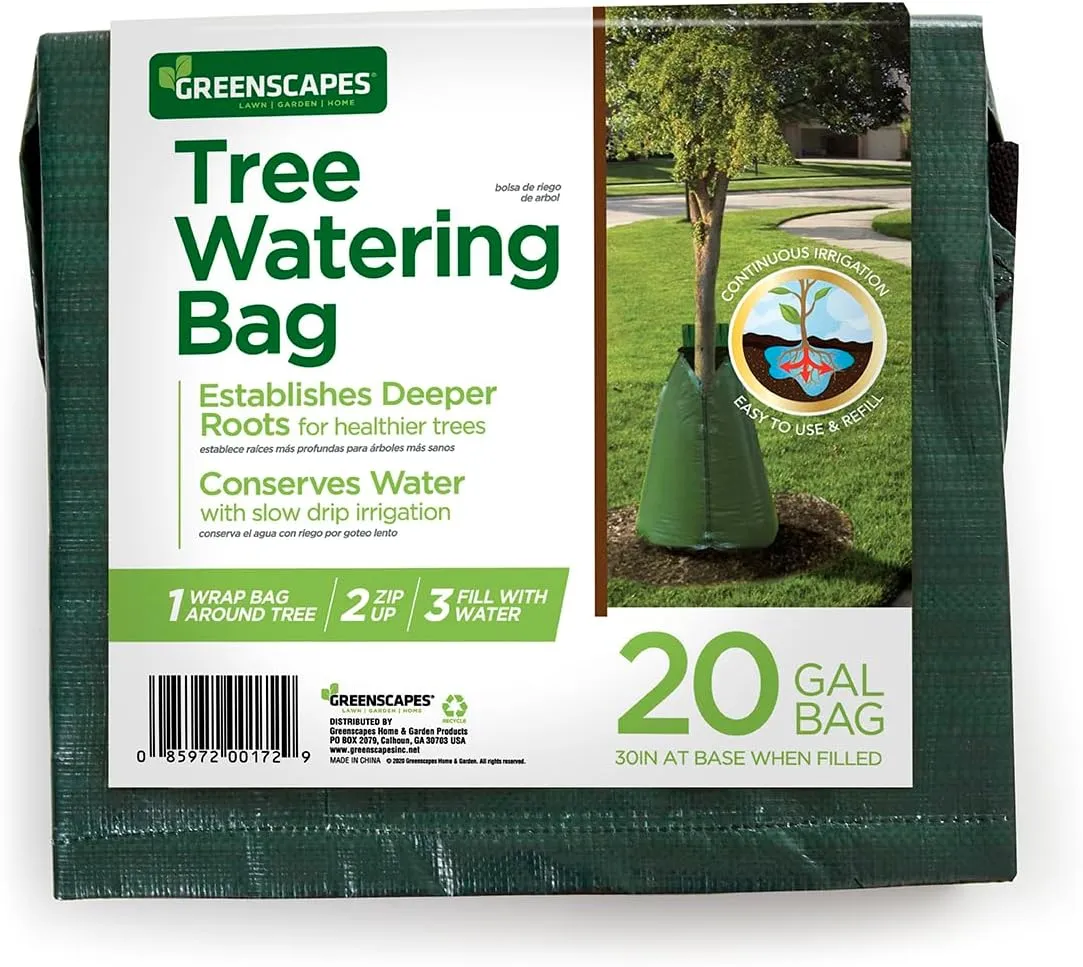 Tree Watering Bag with Micro-Perforated Seams for Slow Release Drip 6-8 Hour Empty Time: Fits Up To 4 Inch Caliper, 20 Gallon Capacity (Pack of 1)
