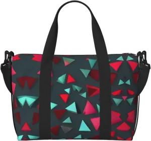 Triangular pattern Hand-held messenger travel bag, suitable for work, travel, fitness, tourism, women's casual handbag with zipper,