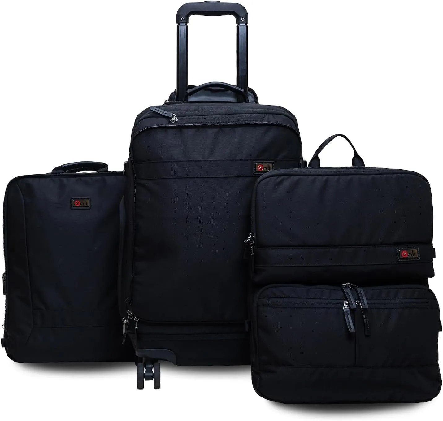 Trilogy Modular System I Modular 4-wheel spinner carry-on, with two zip-off bags! All 3 are Expandable! You get 3 bags in 1! Mix and match; take apart to fit crowded airplane spaces (Black)