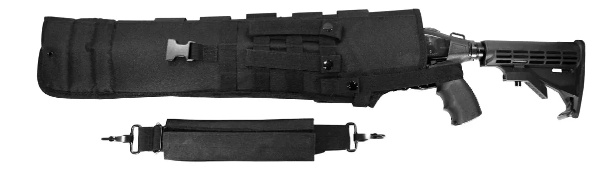 Trinity scabbard for Mossberg 500 Pump Tactical case Hunting Storage Soft Range molle Holster Bag Shoulder Military Security ATV Horse Motorcycle Truck Quad Carry Padded Bag Black 25 inches.