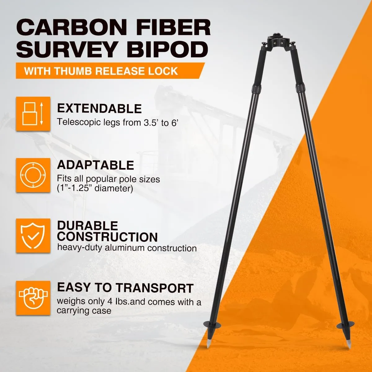 Tripod Bipod Surveying Thumb Release, Aluminum Tripod Bipod for Prism Poles Surveying or GPS Poles of Total Station GPS GNSS