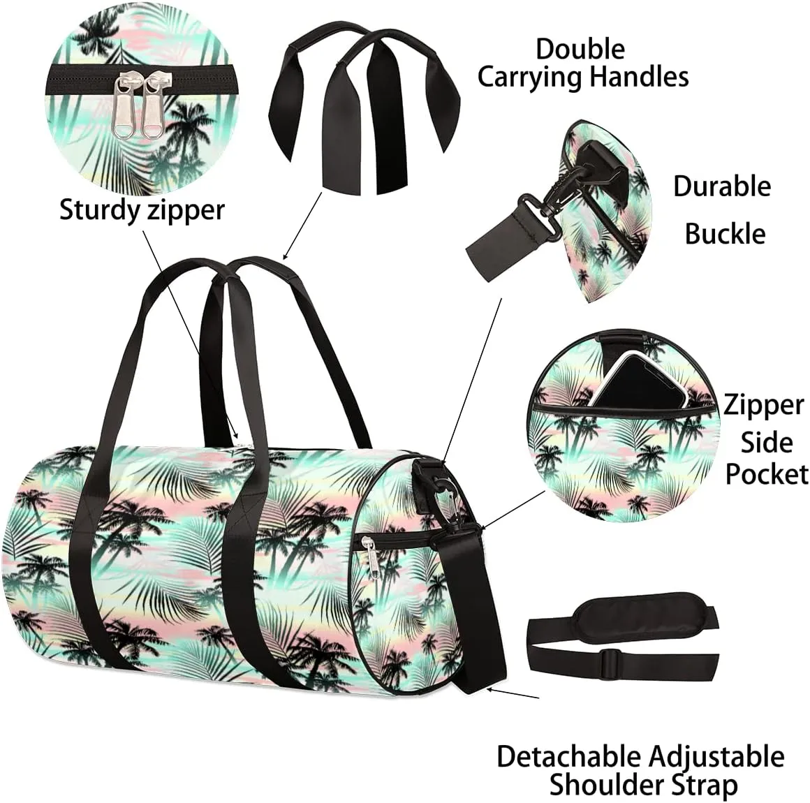 Tropical Tree Abstract Gym Bag Small Gym Duffel Bags for Men Women Overnight Weekender Bag Lightweight Sport Duffle Bag Carry On Gymbag