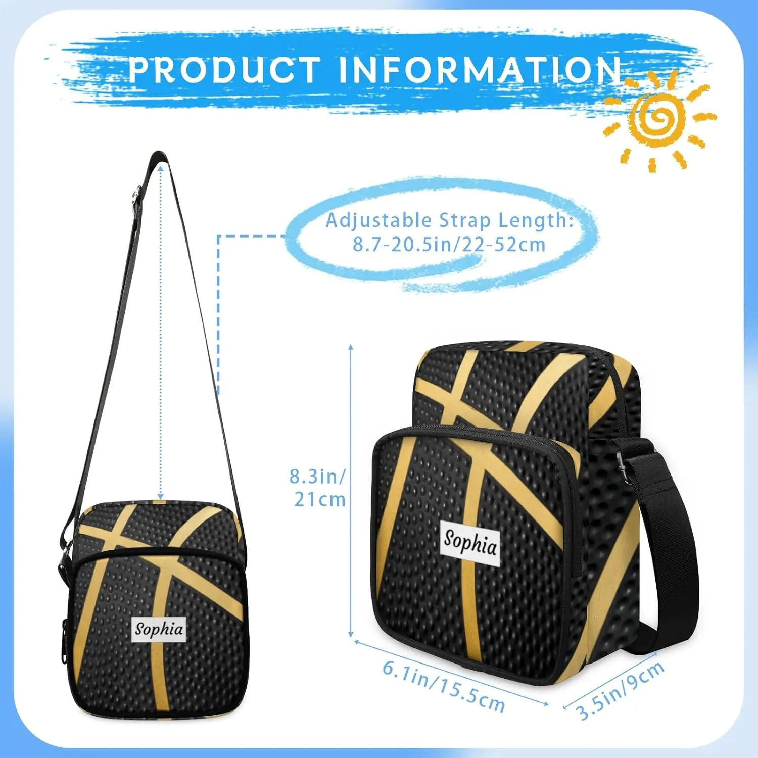 TropicalLife Personalized Crossbody Bag for Women Men Custom Name Messenger Bags