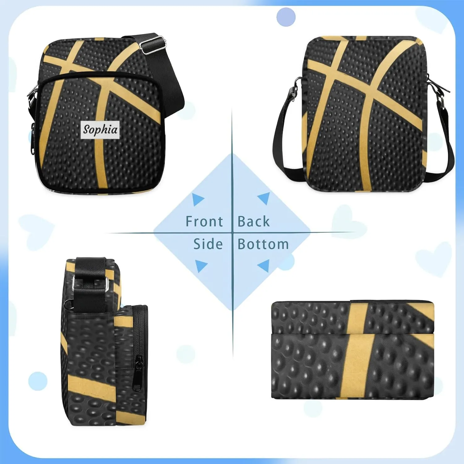 TropicalLife Personalized Crossbody Bag for Women Men Custom Name Messenger Bags
