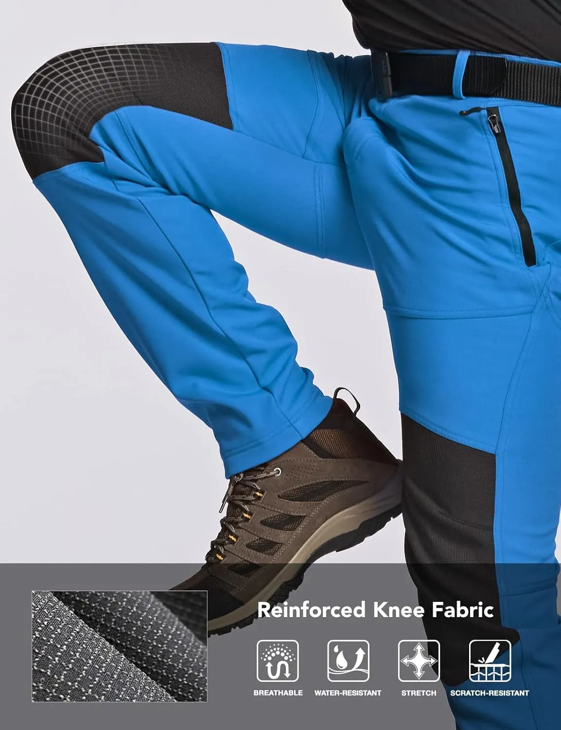 TSLA Men's Snow Ski Snowboard Waterproof Softshell Cargo Pants, Hiking Fleece Lined Bottoms, Outdoor Work Pants