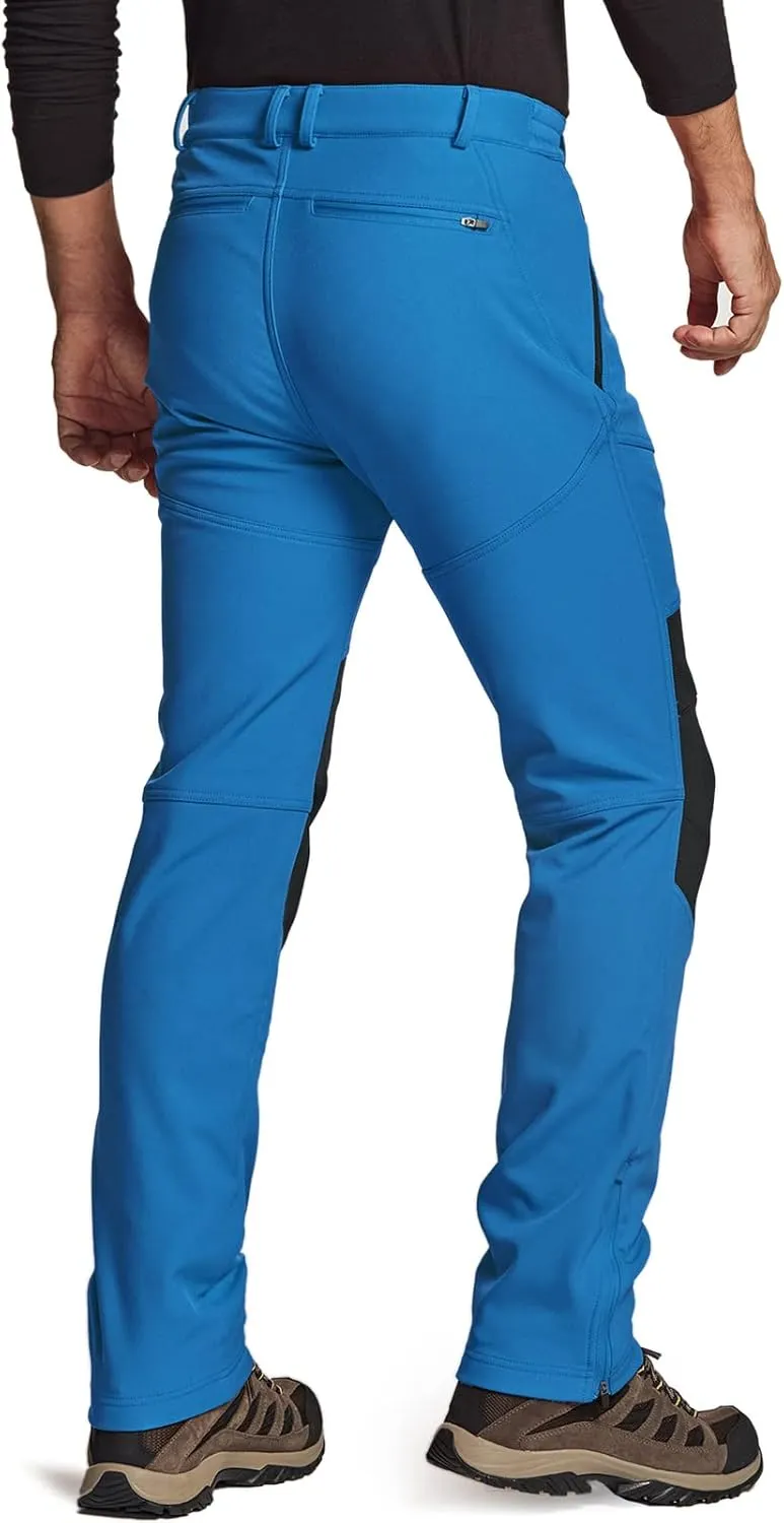 TSLA Men's Snow Ski Snowboard Waterproof Softshell Cargo Pants, Hiking Fleece Lined Bottoms, Outdoor Work Pants