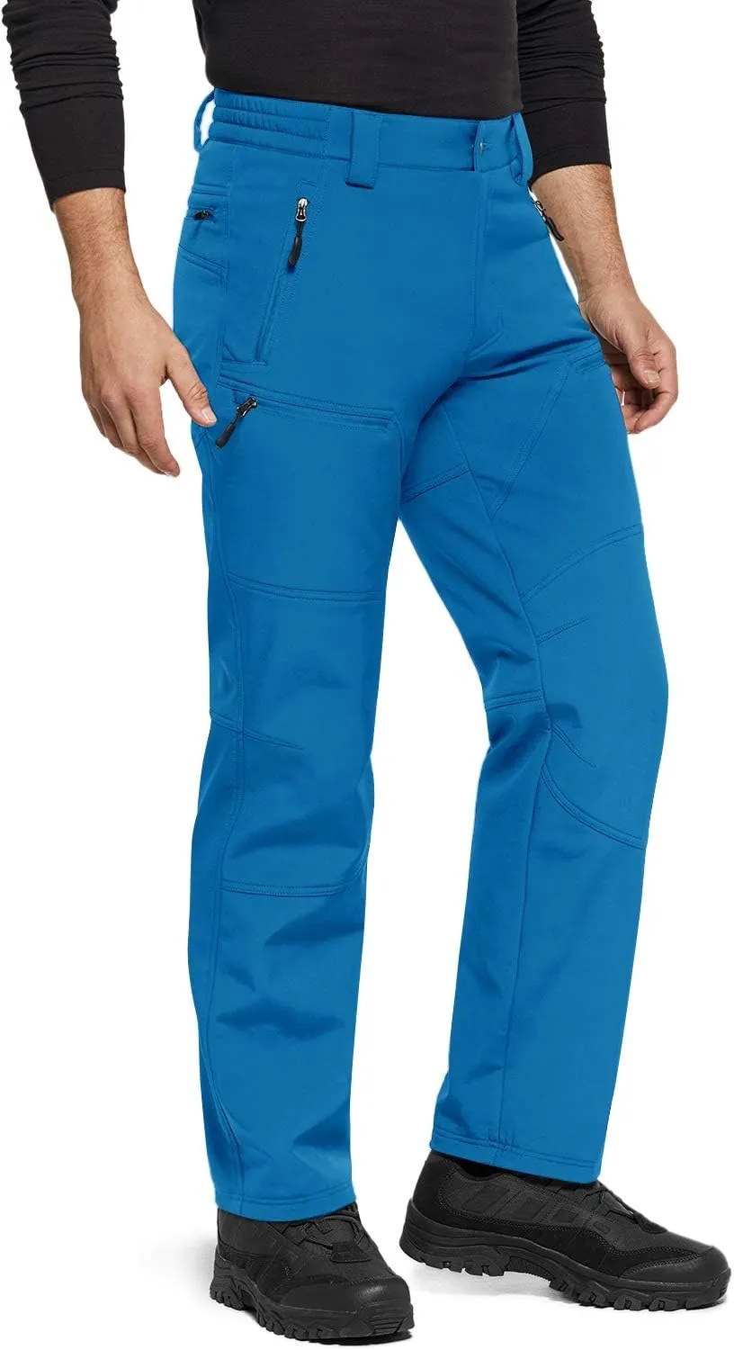 TSLA Men's Snow Ski Snowboard Waterproof Softshell Cargo Pants, Hiking Fleece Lined Bottoms, Outdoor Work Pants