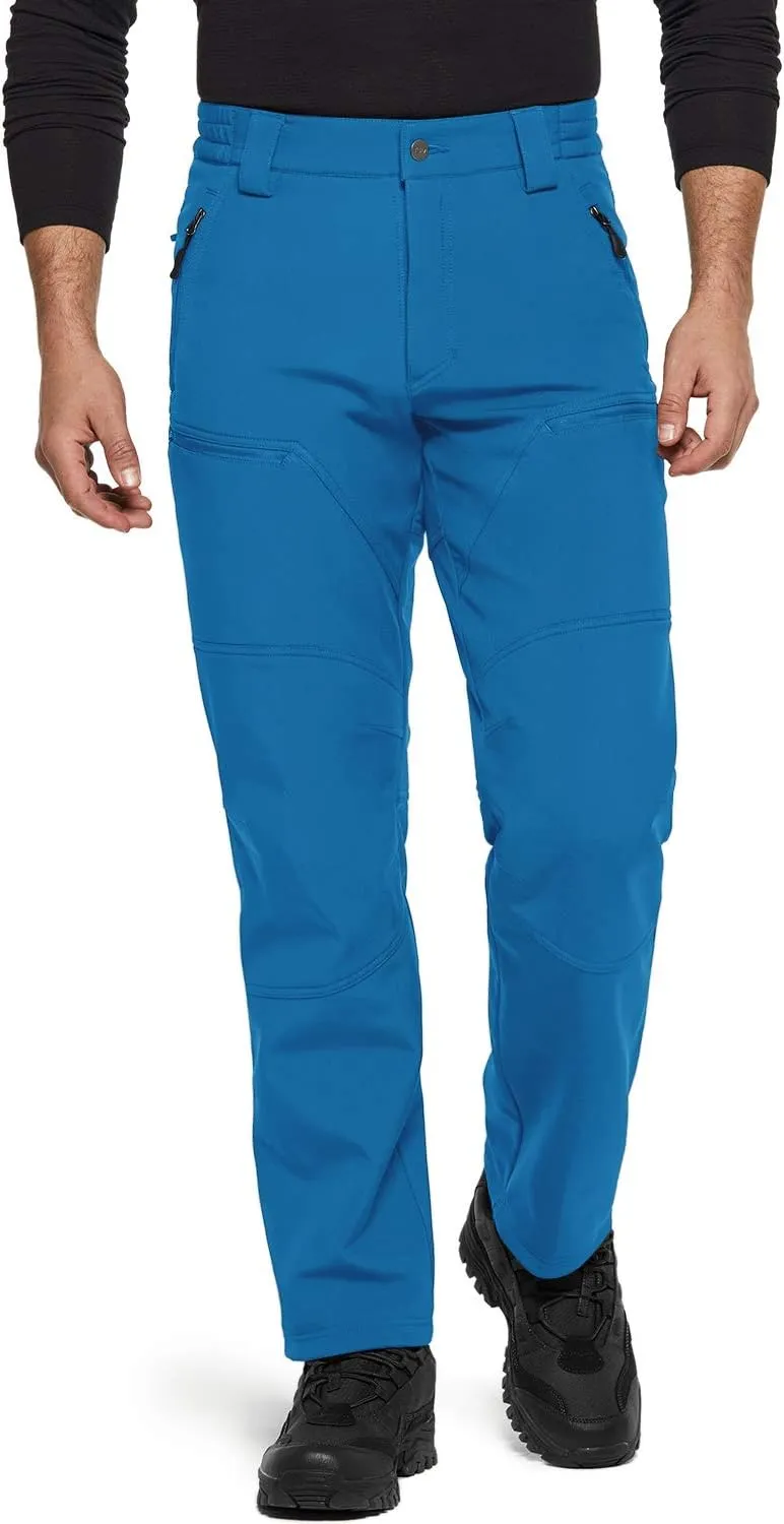 TSLA Men's Snow Ski Snowboard Waterproof Softshell Cargo Pants, Hiking Fleece Lined Bottoms, Outdoor Work Pants