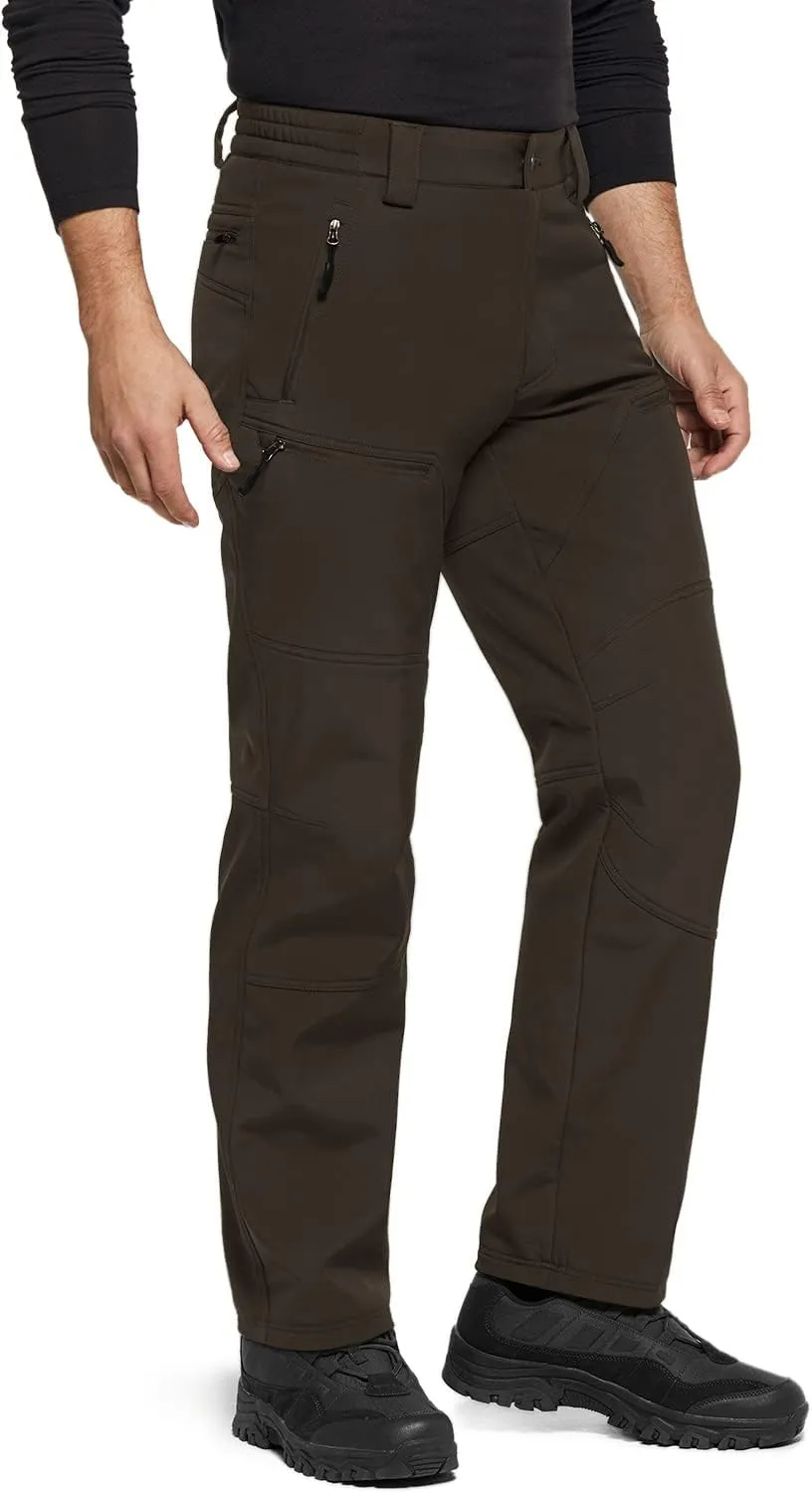 TSLA Men's Snow Ski Snowboard Waterproof Softshell Cargo Pants, Hiking Fleece Lined Bottoms, Outdoor Work Pants