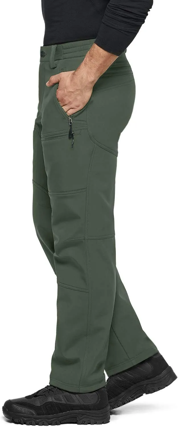 TSLA Men's Snow Ski Snowboard Waterproof Softshell Cargo Pants, Hiking Fleece Lined Bottoms, Outdoor Work Pants