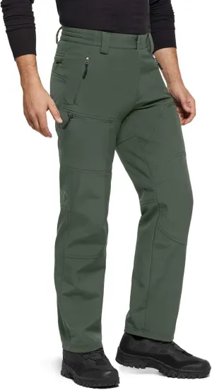 TSLA Men's Snow Ski Snowboard Waterproof Softshell Cargo Pants, Hiking Fleece Lined Bottoms, Outdoor Work Pants