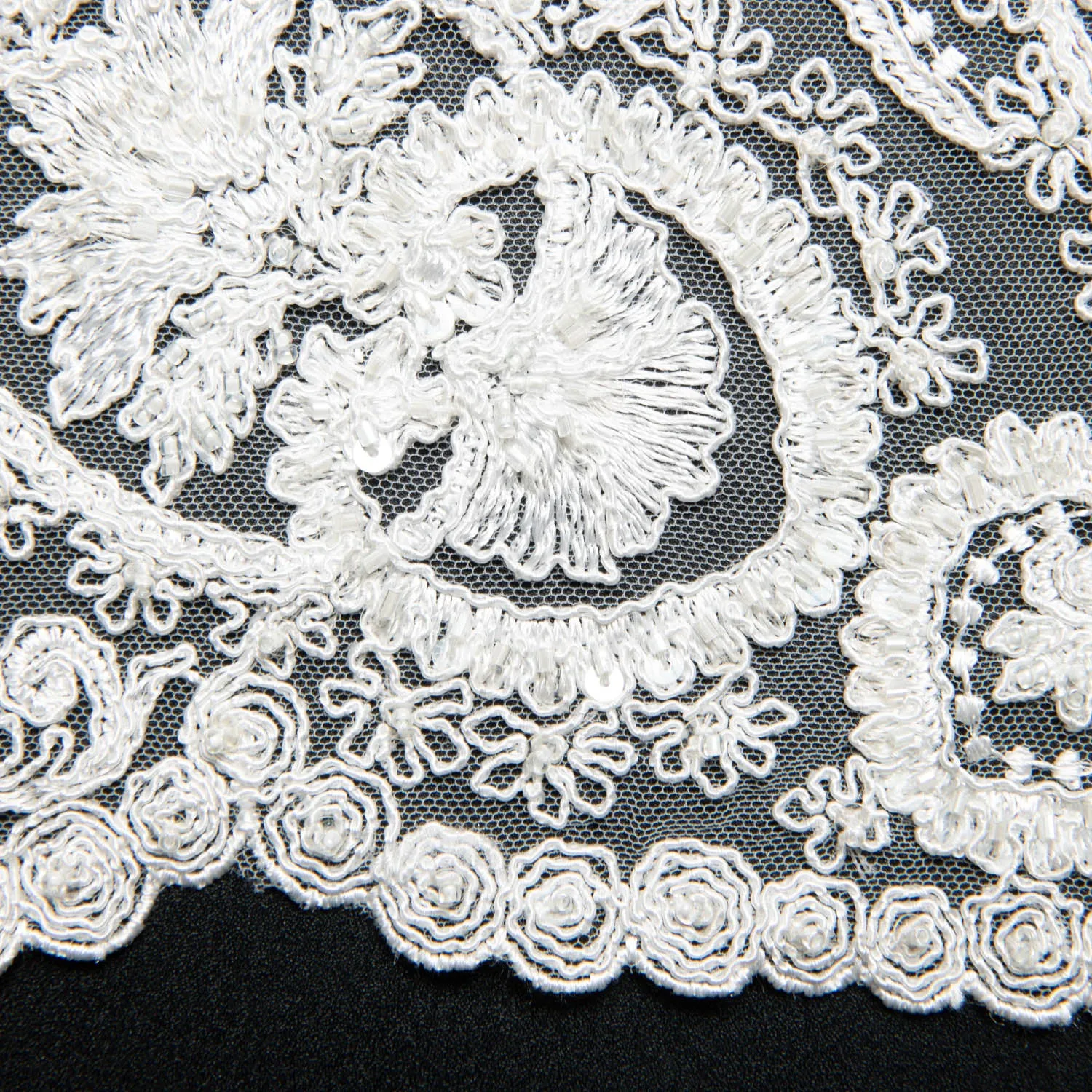 Tulle Lace Fabric Embroidered with Sequins and Intricate Floral Pattern 52" Wide | Exquisite Fabric
