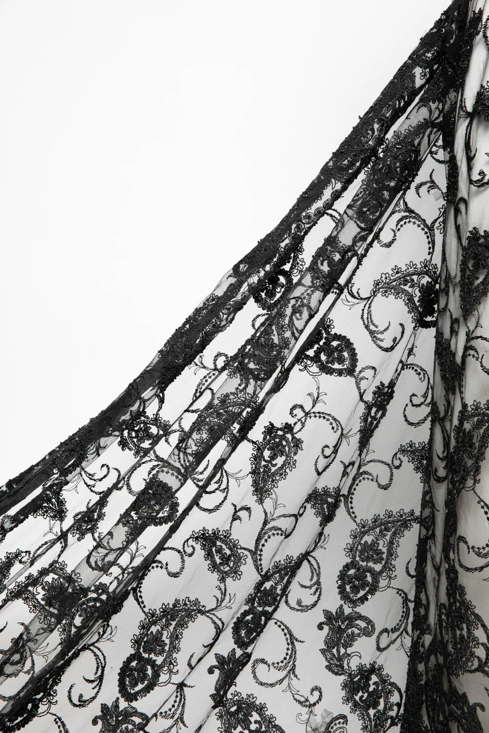 Tulle Lace Fabric Embroidered with Sequins and Intricate Floral Pattern 52" Wide | Exquisite Fabric