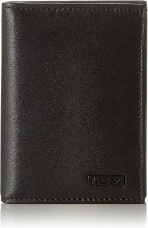 TUMI - Delta L-Fold Wallet with RFID Lock - Slim Bifold Leather Wallet - ID Window & Card Slots - Premium Gift Box - 4" x 3" - Black
