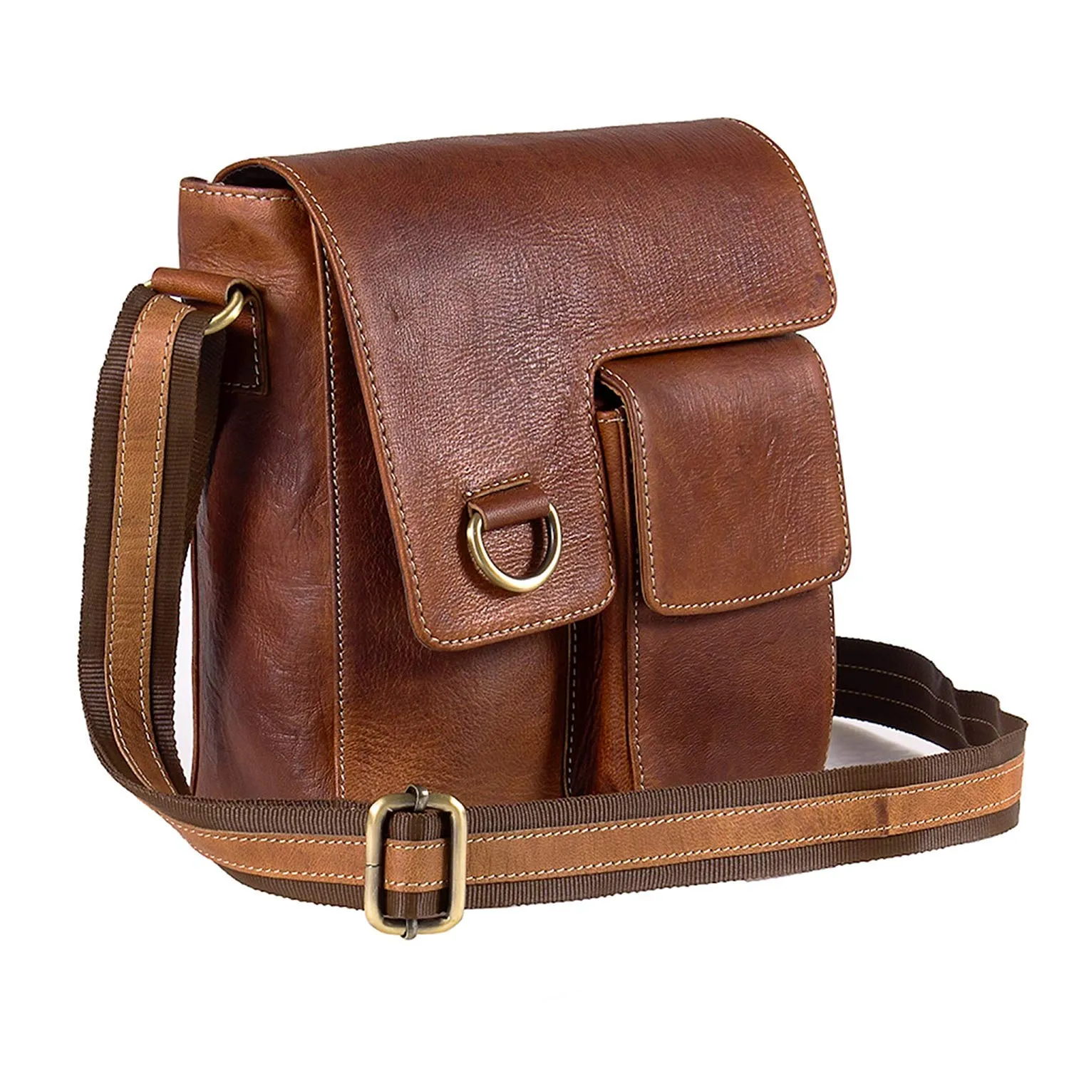 TUZECH Pure Genuine Leather Modern Styled Brown Stylish Vintage Handbag Satchel Bag Handcrafted Leather Bag -Fits Laptop Up To (11 Inches)