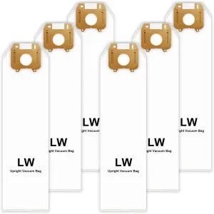 Type LW HEPA Vacuum Bags for Oreck Magnesium Upright, Part # LWPK6OH, LWPK25OH, LWPK3OH, LW100, LW100LR, LW1500, LW1500RS, 83055-01, 6 Pack Odor Fighting Vacuum Cleaner Bags, White