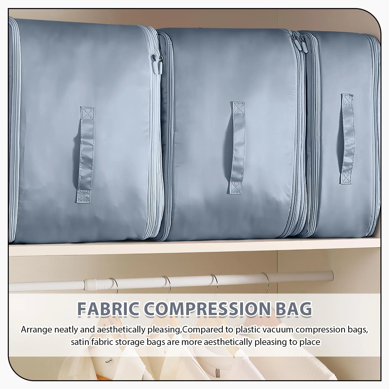 Ultra Space Saving Self Compression Organizer,Storage Bags,Heavy Duty Moving Bags,Storage Tote for Space Saving, Self Compression Moving Organizer Bags for Comforters,Clothes (Blue, XL (54*42*60CM)