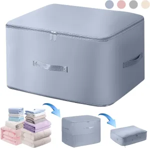 Ultra Space Saving Self Compression Organizer,Storage Bags,Heavy Duty Moving Bags,Storage Tote for Space Saving, Self Compression Moving Organizer Bags for Comforters,Clothes (Blue, XL (54*42*60CM)