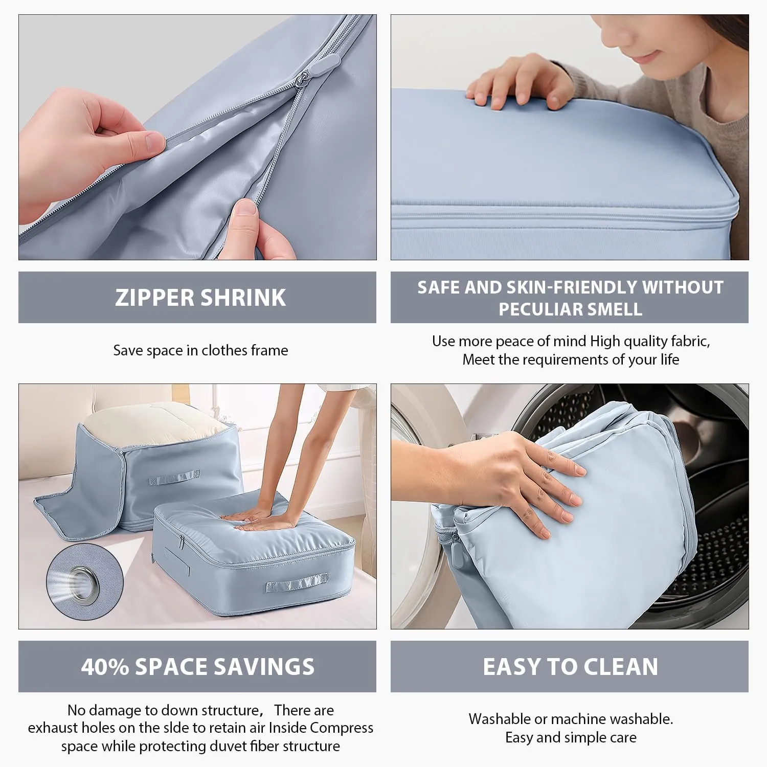 Ultra Space Saving Self Compression Organizer,Storage Bags,Heavy Duty Moving Bags,Storage Tote for Space Saving, Self Compression Moving Organizer Bags for Comforters,Clothes (Blue, XL (54*42*60CM)