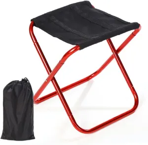 Ultralight Portable Folding Camping Stool with Carry Bag for Outdoor Fishing Hiking Backpacking Travelling (Red)
