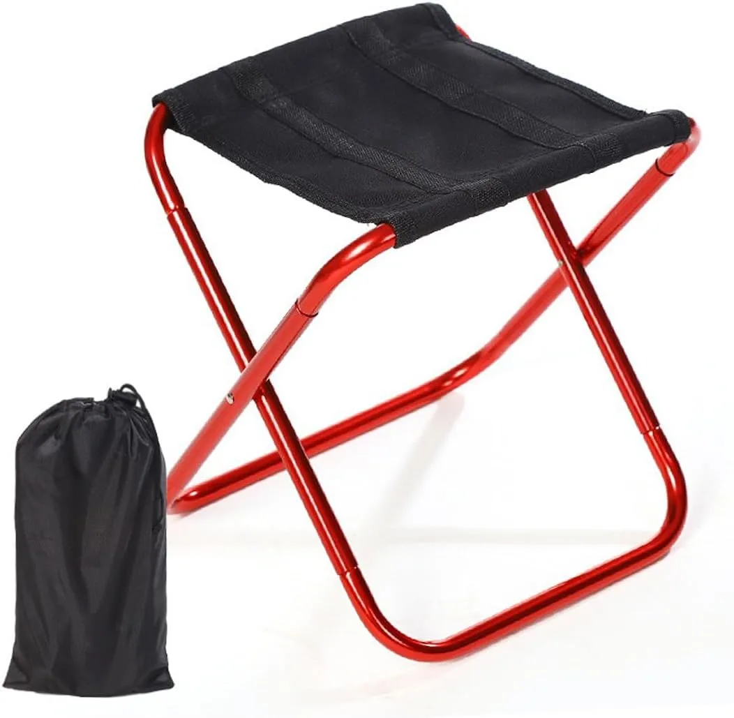 Ultralight Portable Folding Camping Stool with Carry Bag for Outdoor Fishing Hiking Backpacking Travelling (Red)
