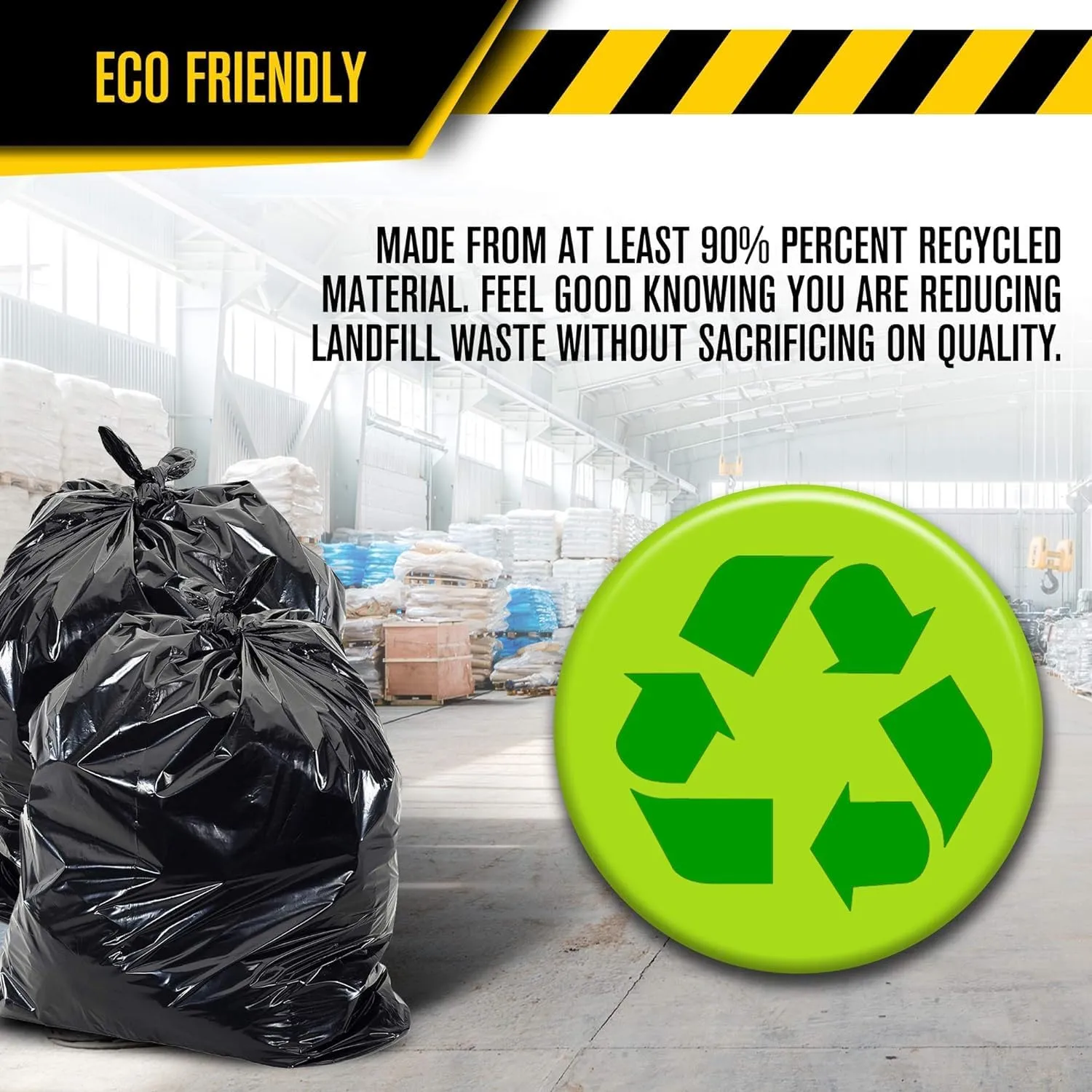 Ultrasac 33 Gallon Trash Bags - (Huge 100 Pack/w Ties) - 39" x 33" Heavy Duty Large Professional Quality Black Garbage Bags - Extra Strong Plastic Trashbags for Home, Kitchen, Lawn, and Other