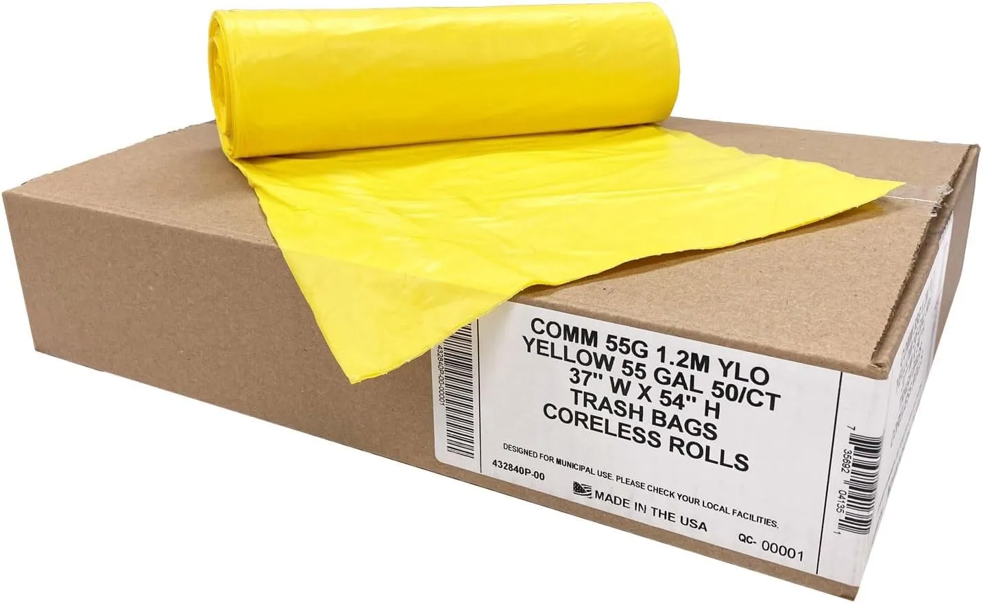 Ultrasac Heavy Duty 55 Gallon Yellow Trash Bags - (Value 200 Pack) - 1.5 MIL equivalent Industrial Strength Plastic 37" x 54" for 50-55 Gal Cans -Fits Toter, Rubbermaid Brute, Carlislie Bronco etc.