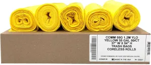 Ultrasac Heavy Duty 55 Gallon Yellow Trash Bags - (Value 50 Pack) - 1.5 MIL equivalent Industrial Strength Plastic 37" x 54" for 50-55 Gal Cans -Fits Toter, Rubbermaid Brute, Carlislie Bronco etc.