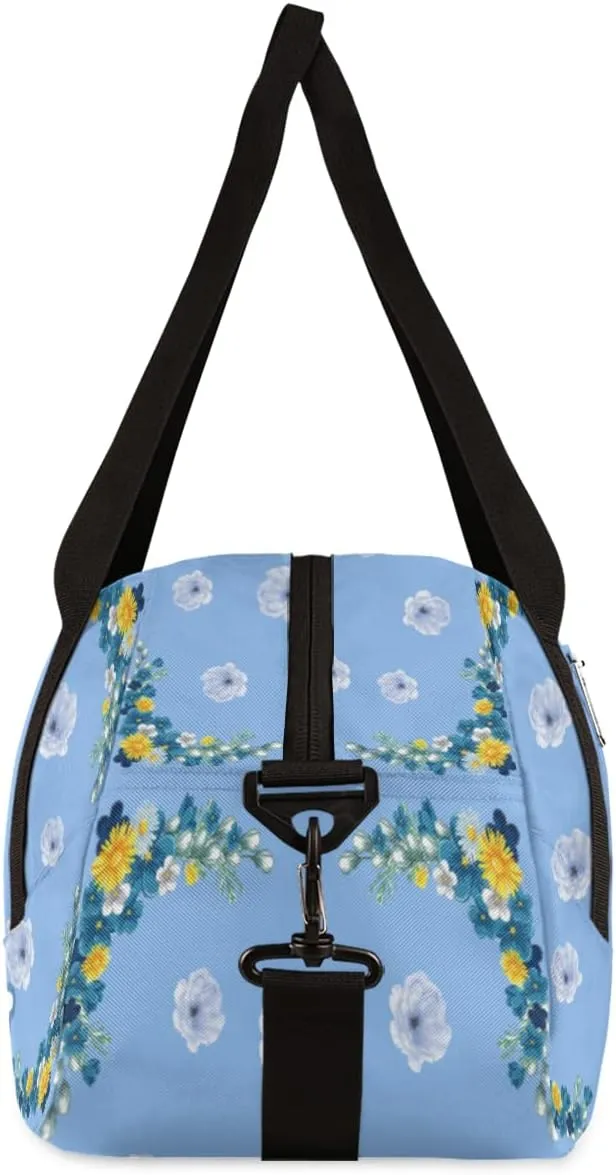 Unicorn Flowers Personalized Kids Duffel Bag for Girls, Flowering bushes Customized Dance Bag Overnight Small Duffel Bag Carry On Weekend Sports Gym Travel Bag for School Practice Gymnastics Ballet