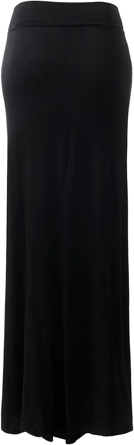URBAN K Womens Basic Foldable High Waist Regular and Plus Size Maxi Skirts