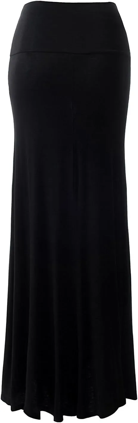 URBAN K Womens Basic Foldable High Waist Regular and Plus Size Maxi Skirts