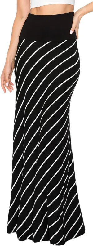 URBAN K Womens Basic Foldable High Waist Regular and Plus Size Maxi Skirts
