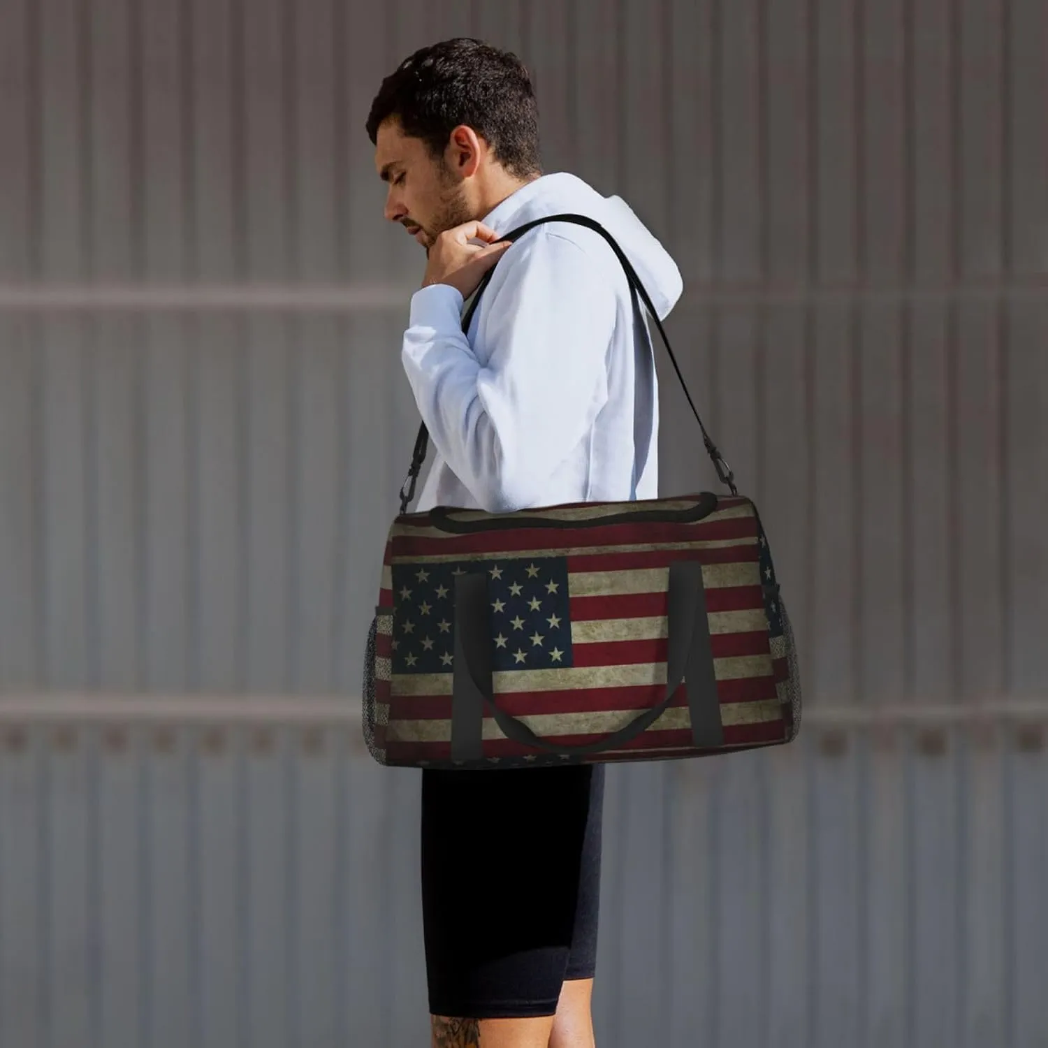 Usa Flag Travel Duffel Bag Large Foldable Waterproof Overnight Bag For Beach Swim Bags Pool Sports Gym