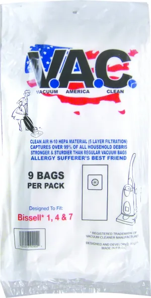 VAC 16 Bissell 1 Thru 7 H-10 Hepa Filtration (Pack of 9)