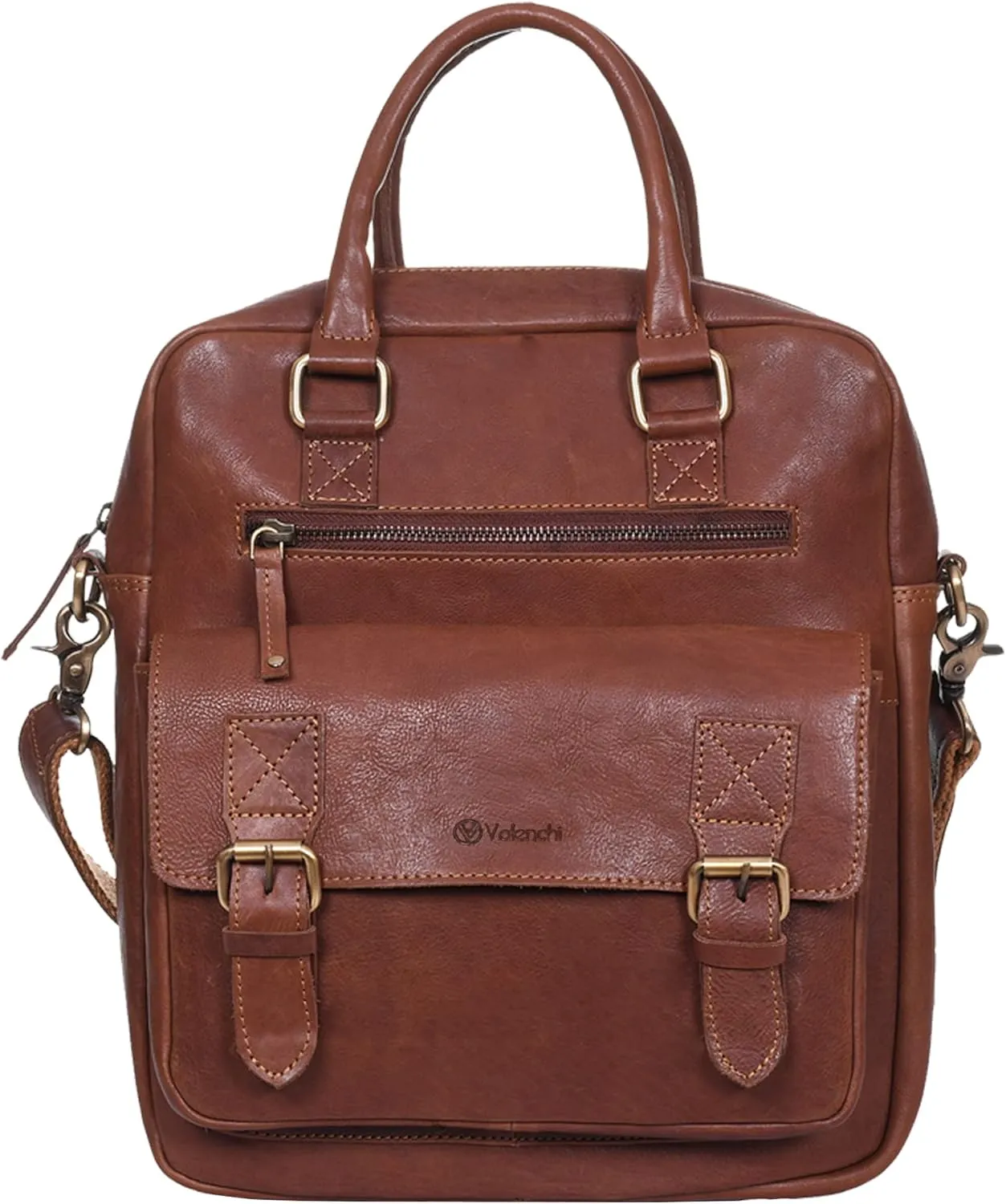 VALENCHI Leather Messenger Bag For Men - Laptop Messenger Briefcase & Shoulder Bag-Office, Work, Travel