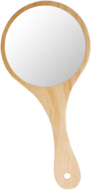 Vanity Mirror Wooden Hand Mirror, Women Girls Makeup Mirror, Portable Vintage Hanging Handle Mirror Makeup Mirrors (Color : Wood)