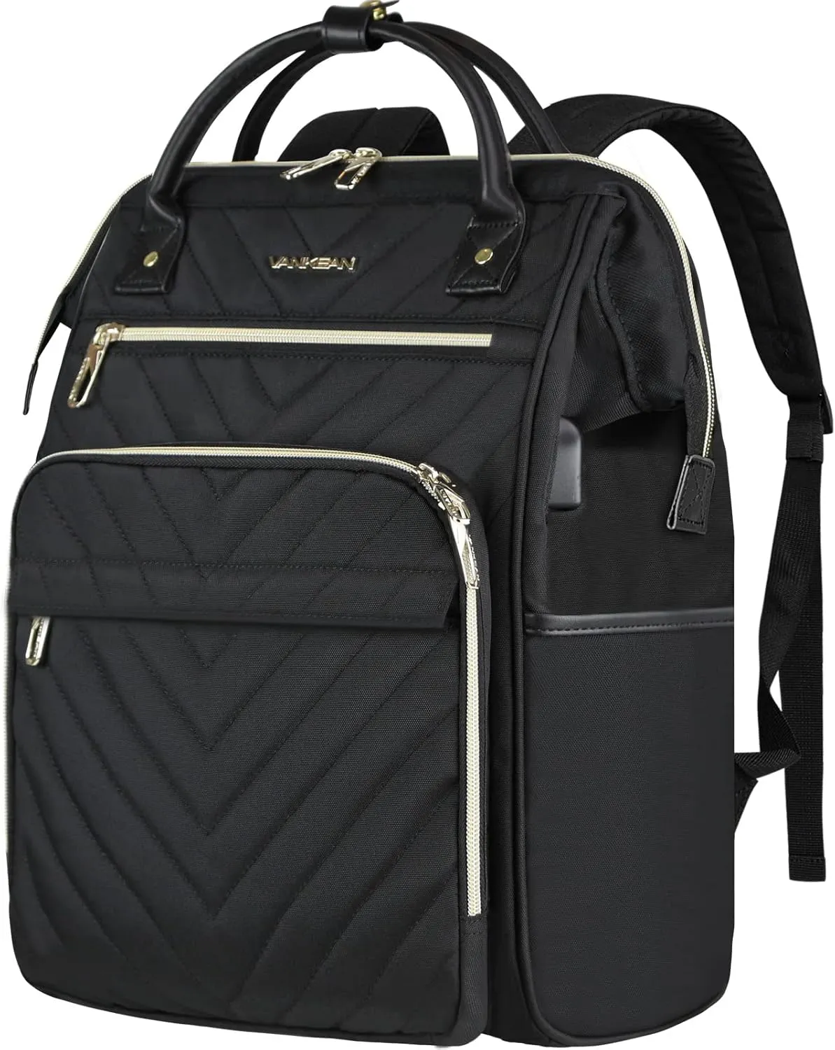 VANKEAN 17 Inch Laptop Backpack for Women Men Fashion Computer Work Bag, Large Capacity Waterproof Backpack with USB Port & RFID Pockets, College Daypack Business Travel, Black