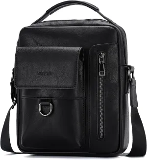 VASCHY Leather Messenger Bag For Men, Medium Satchel Crossbody Handbag Shoulder Sling Travel Side Bags Purse for Men