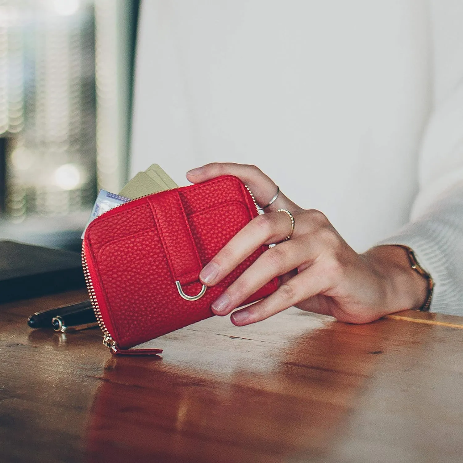 Vaultskin Small Wallet for Women, Leather Card Holder with RFID Blocking with Zipper Coin Pocket, Cash Pocket - Minimalist Wallet Women Slim Design for Everyday Use