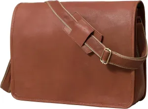 VC VINTAGE COUTURE 18 inch Leather Full Flap Messenger Handmade Bag Laptop Bag Satchel Bag Padded Messenger Bag Brown (Brown)